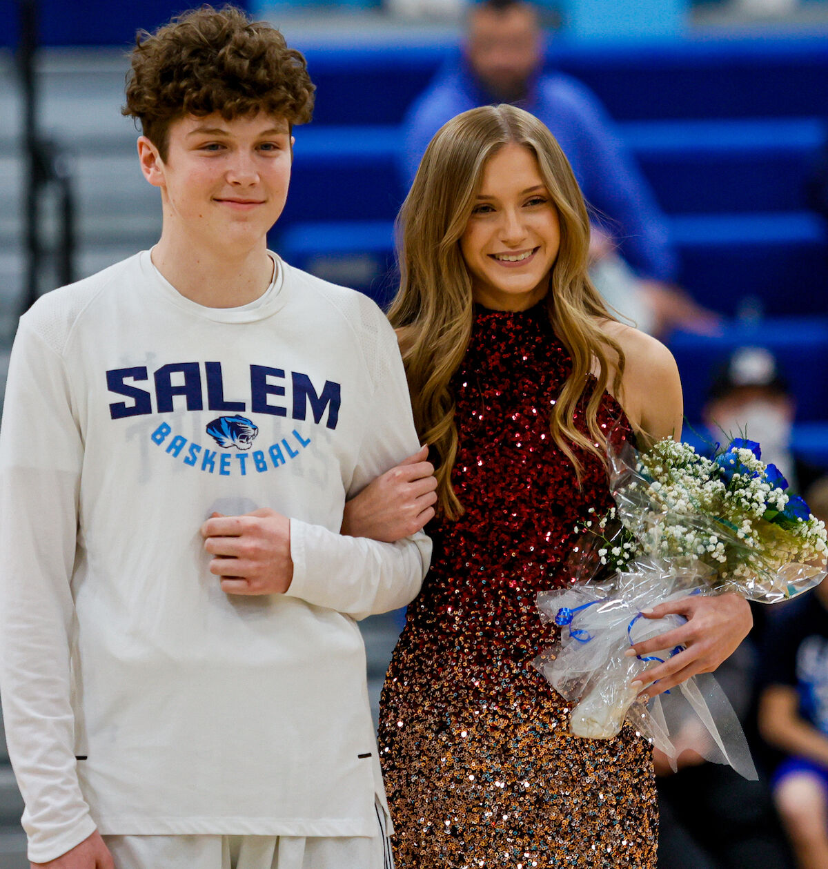Sophomore Makayla Roos escorted by Gunnar Kunkel